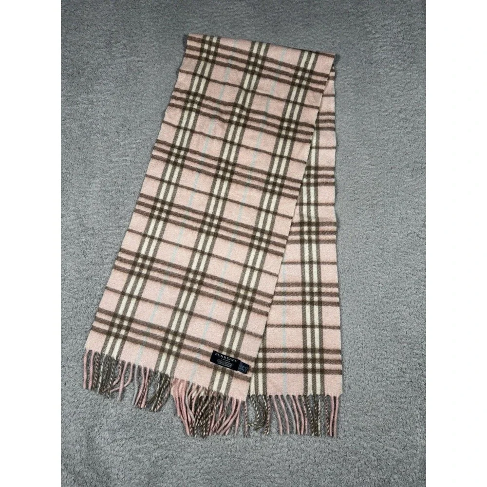 BURBERRY Light Pink 100%  Cashmere Classic Vintage  Nova Scarf 12” X 56”